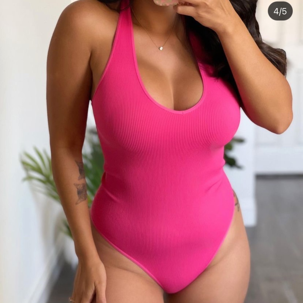 Kitty Gains open back halter bodysuit!